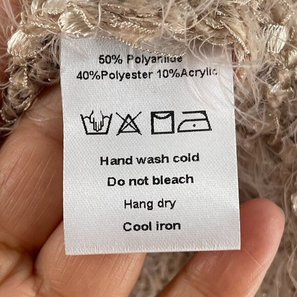 NWT Muche et Muchette Opa Rose Gold Fringed Textured Knit Cardigan Shawl OS - Picture 11 of 11